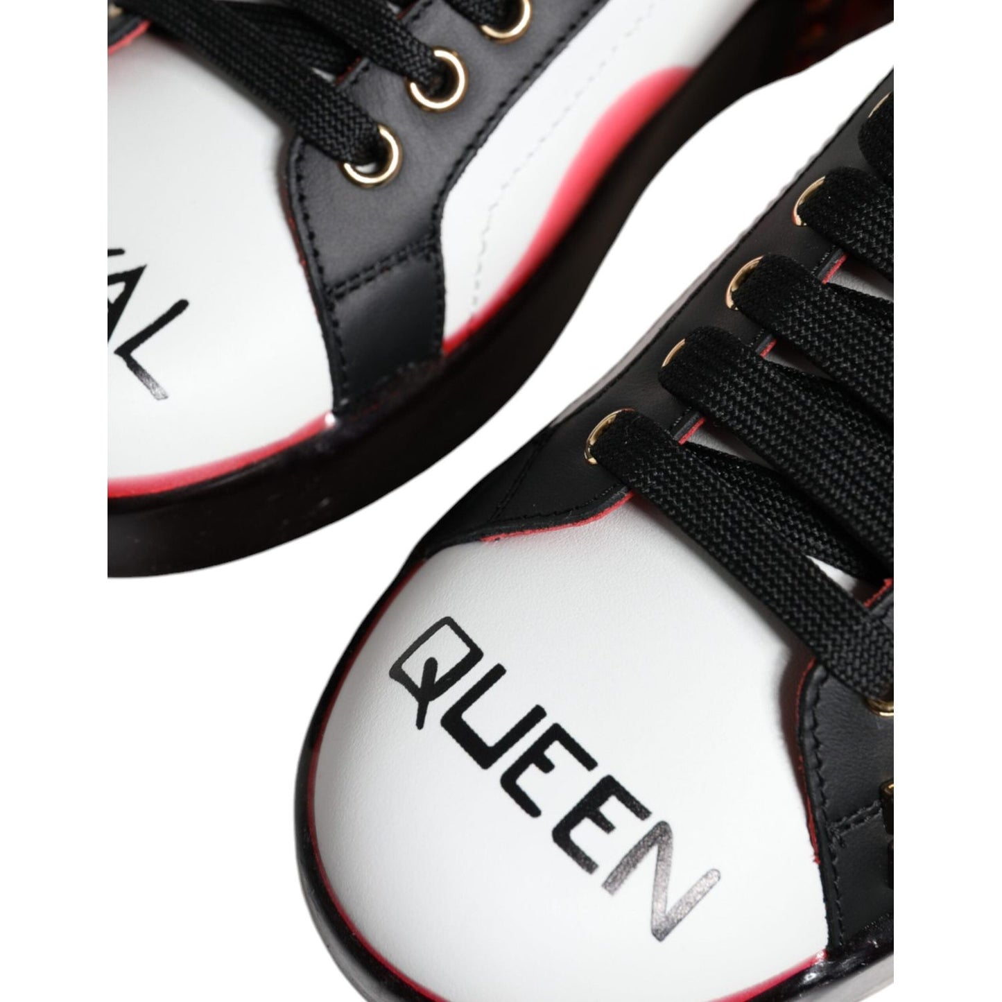 Dolce & Gabbana White Red Crystals Leather Portofino Sneakers Shoes LA10480-35