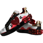 Dolce & Gabbana White Red Crystals Leather Portofino Sneakers Shoes LA10480-35