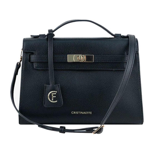 CRISTINAEFFE Black Artificial Leather Women Crossbody Bag CREF-14130