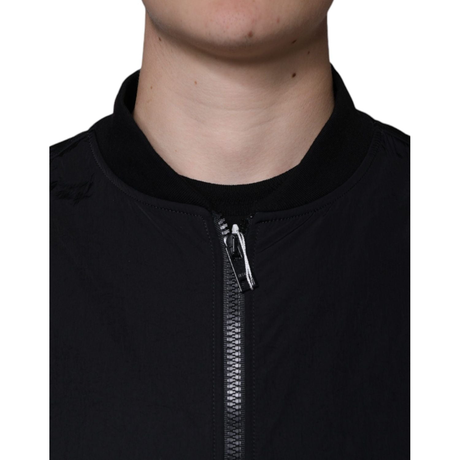 MSGM Black Cotton Full Zip Bomber Long Sleeves Jacket