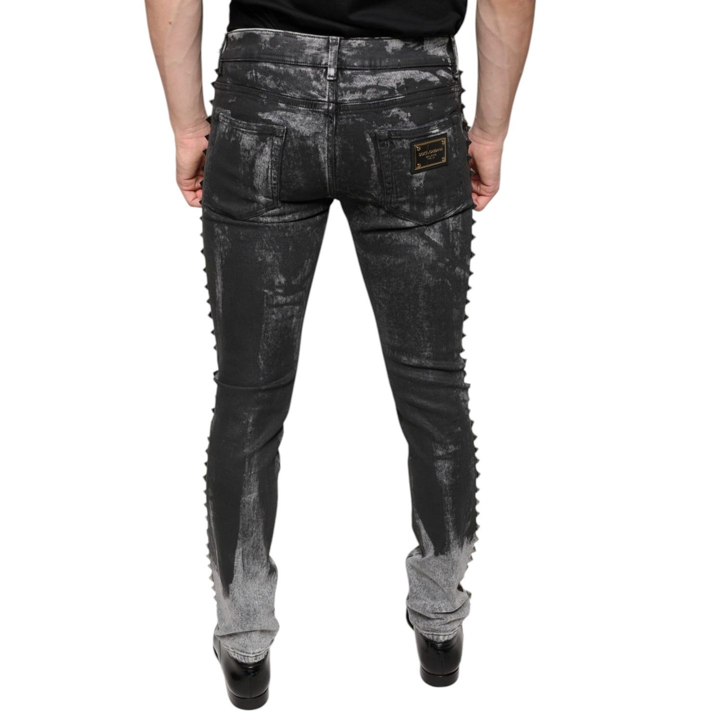 Dolce & Gabbana Black Embellished Cotton Skinny Denim Jeans