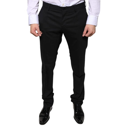 Dolce & Gabbana Black Wool Skinny Dress Formal Pants