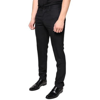 Dolce & Gabbana Black Wool Skinny Men Dress Pants