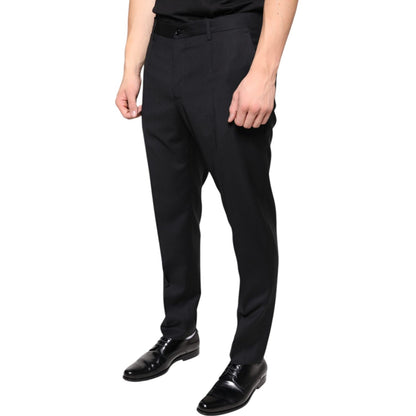 Dolce & Gabbana Black Wool Skinny Men Dress Pants