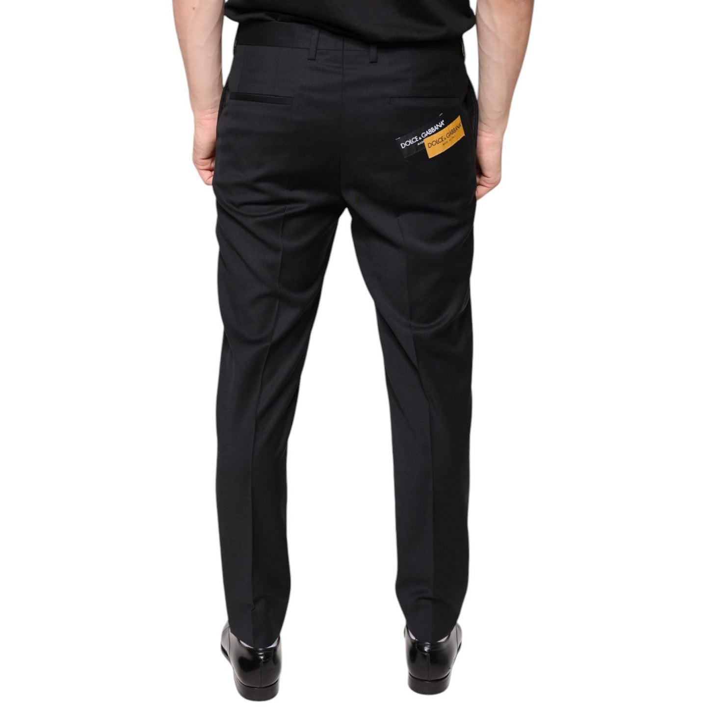 Dolce & Gabbana Black Wool Skinny Men Dress Pants