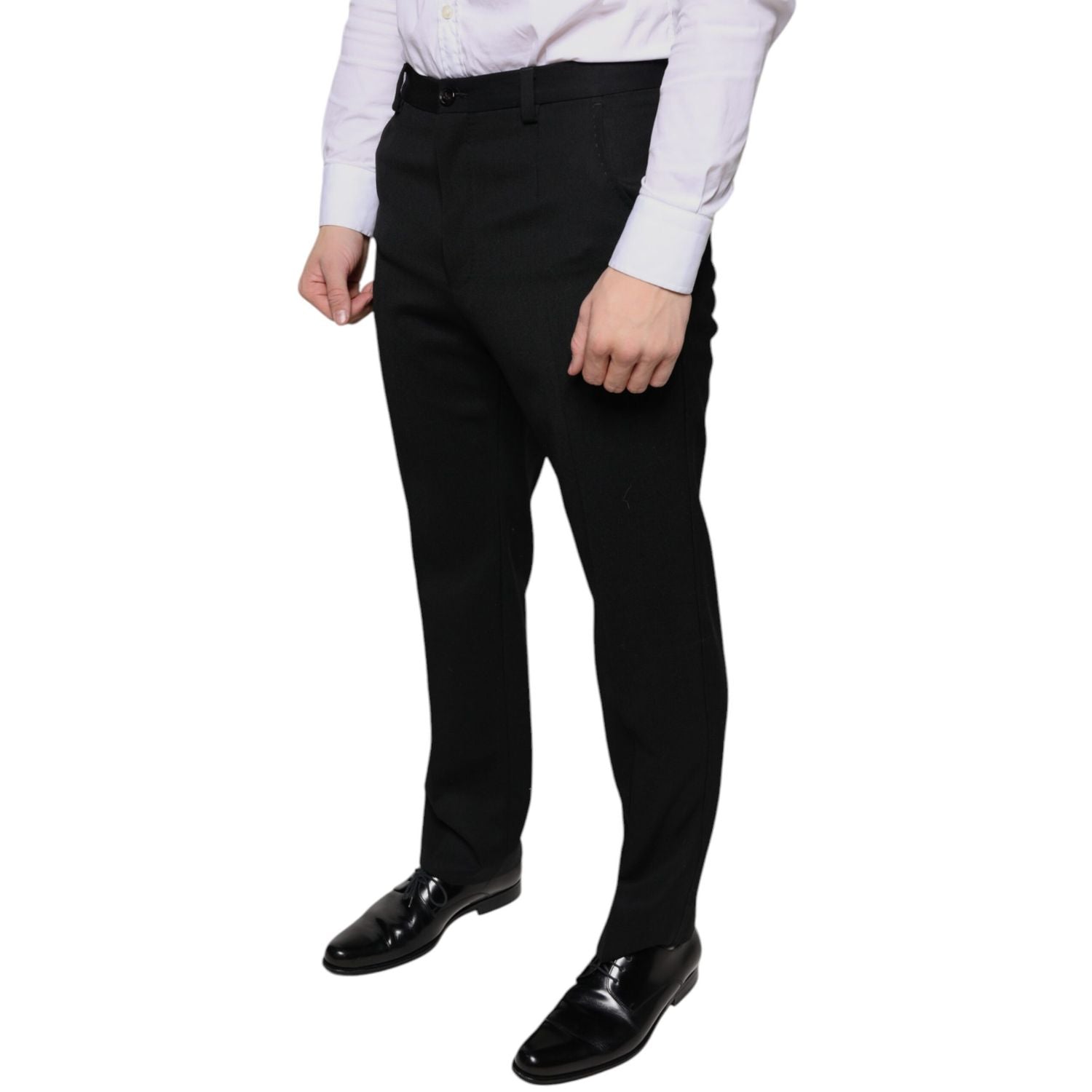 Dolce & Gabbana Black Wool Skinny Men Dress Pants