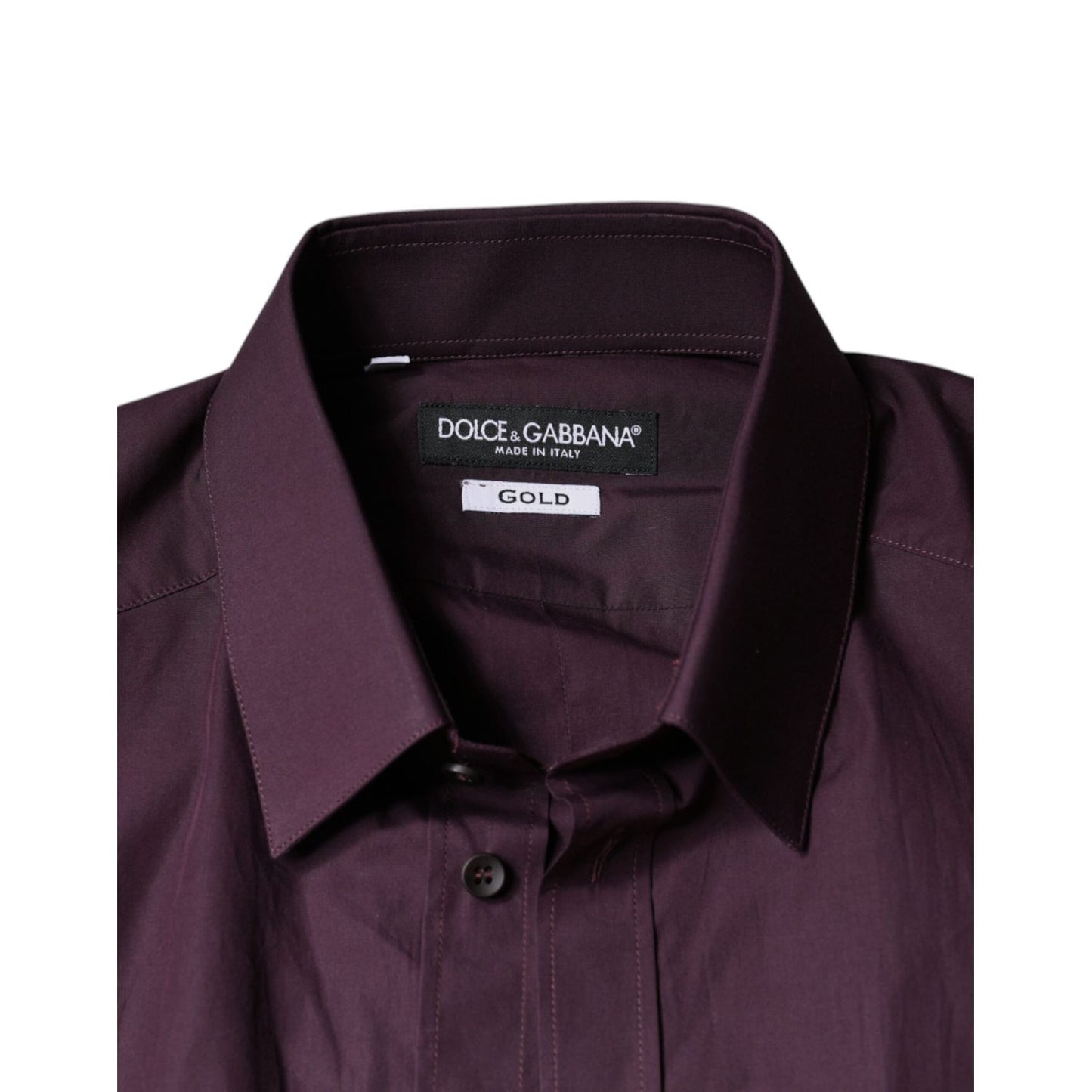 Dolce & Gabbana Dark Violet Cotton Dress GOLD Men Formal Shirt