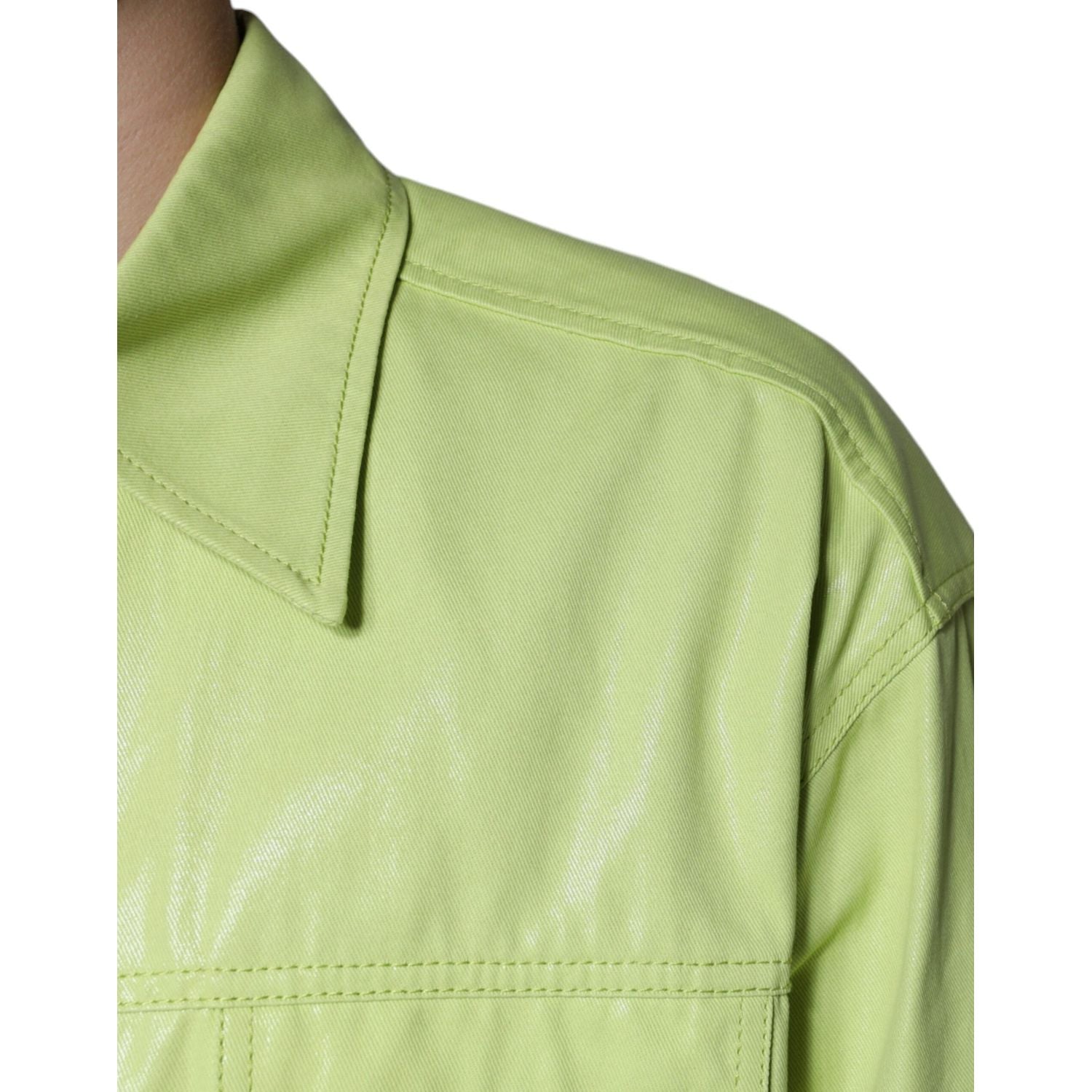 Dolce & Gabbana Green Cotton Collared Men Button Down Shirt