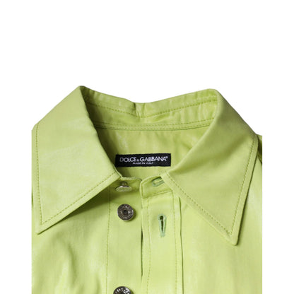 Dolce & Gabbana Green Cotton Collared Men Button Down Shirt