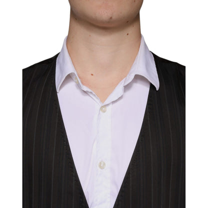 Dolce & Gabbana Black Cotton Waistcoat Dress Formal Vest