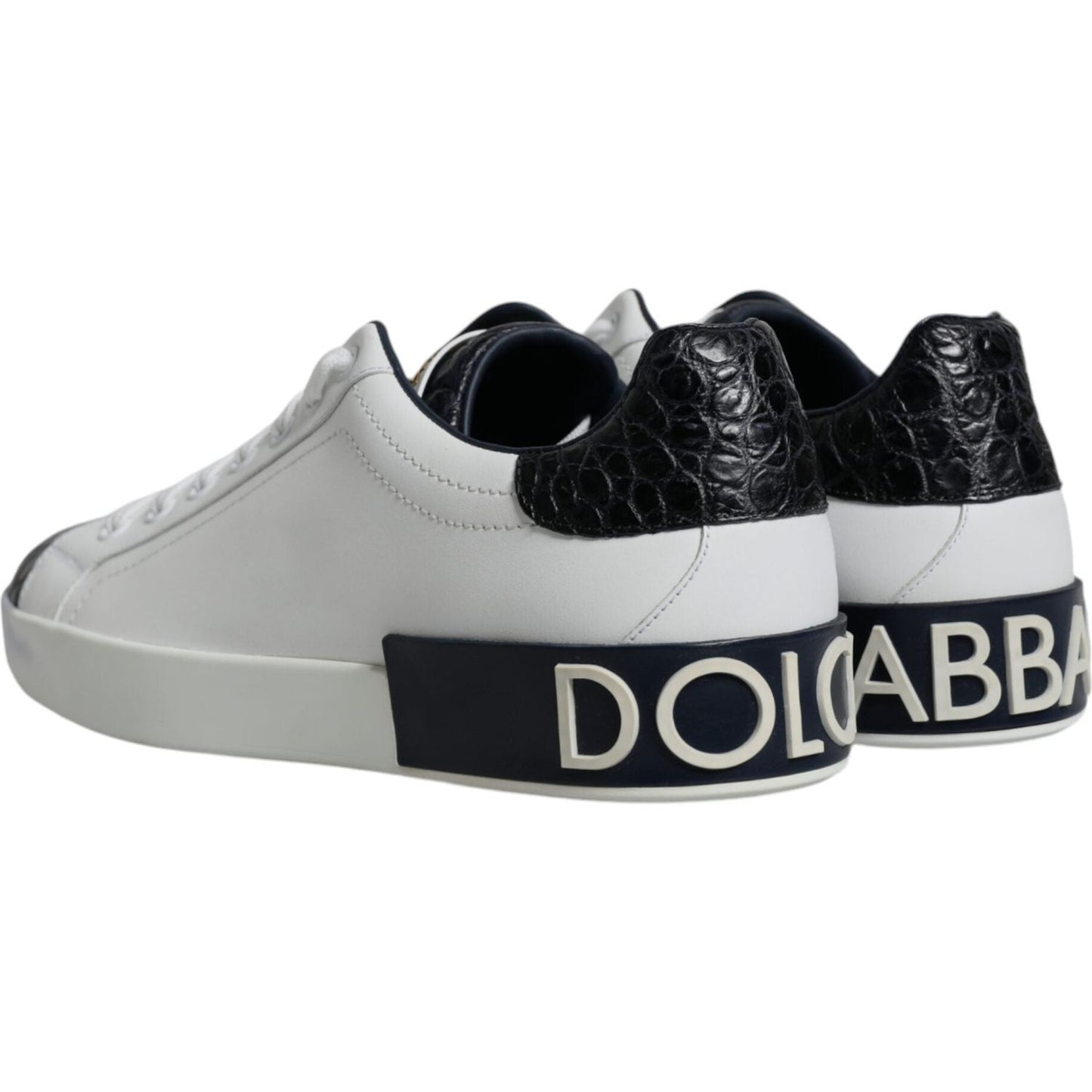 Dolce & Gabbana White Leather Logo Portofino Sneaker Shoes