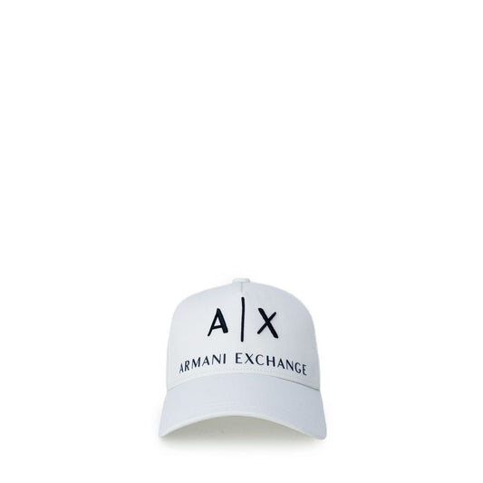 Armani Exchange cream cotton cap with visor and logo, perfect for casual wear and sunny days.