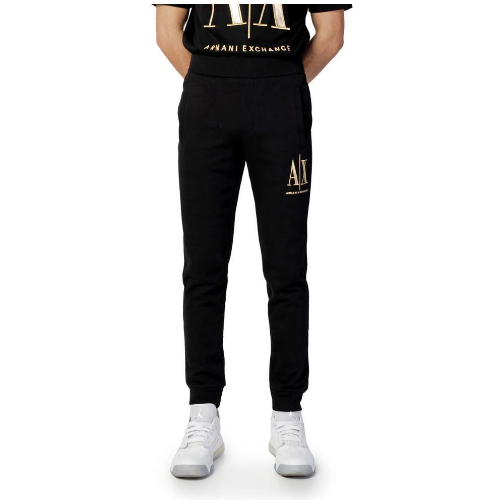 Armani Exchange Black Cotton Joggers (Workout Pants)
