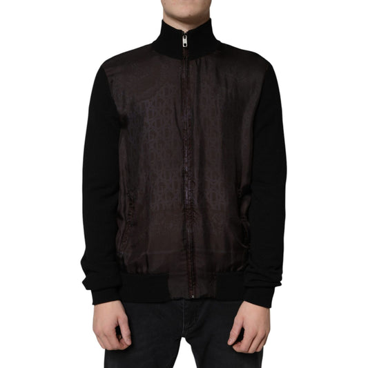 Dolce & Gabbana Black Logo Monogram Full Zip Bomber Jacket