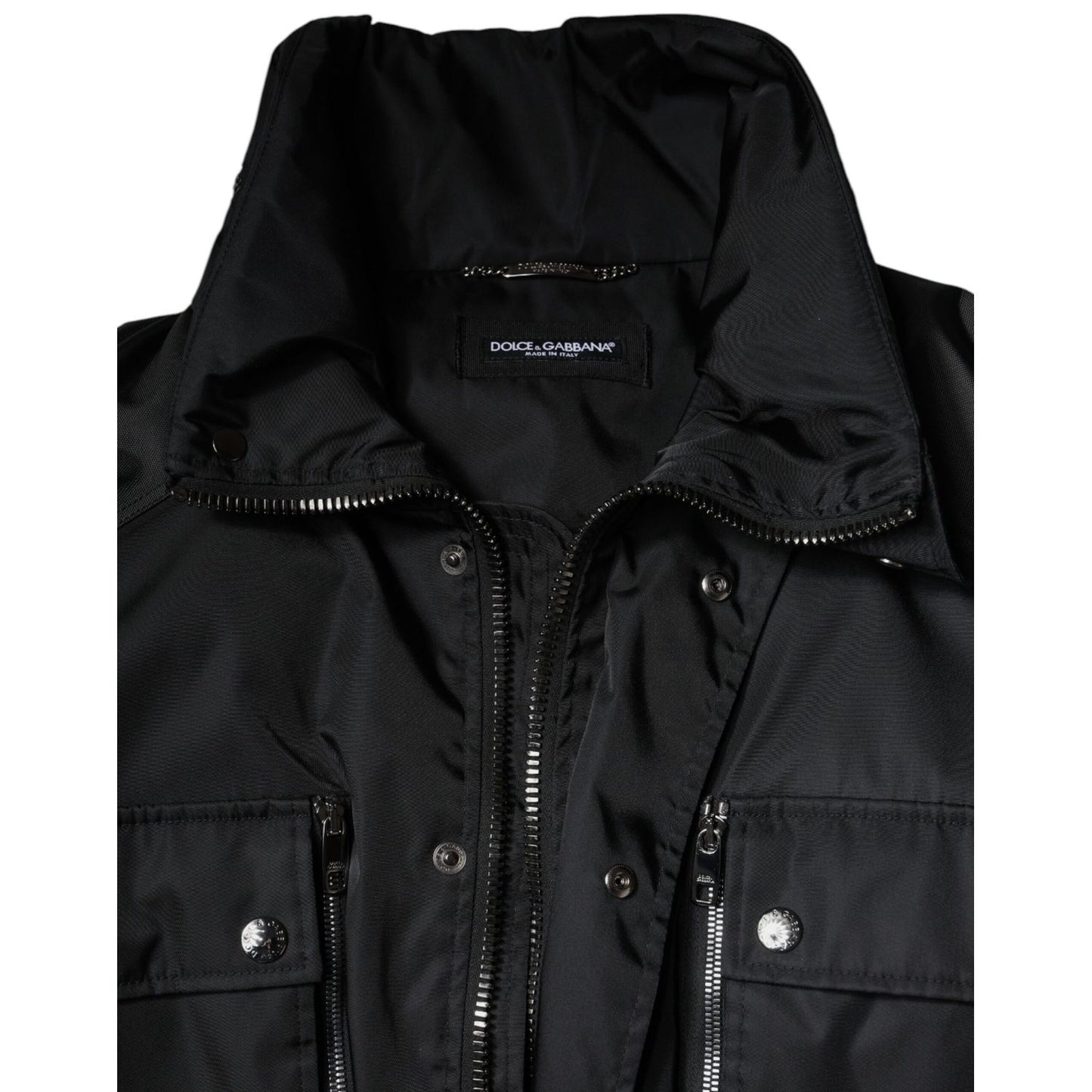 Dolce & Gabbana Black Nylon Winter Men Parka Coat Jacket