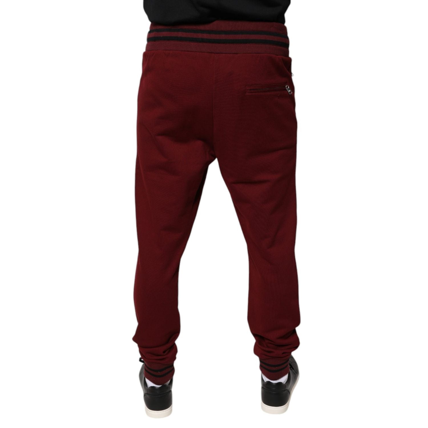 Dolce & Gabbana Dark Red Cotton Men Jogger Sweatpants Pants