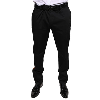 Dolce & Gabbana Black Cotton Stretch Skinny Men Dress Pants