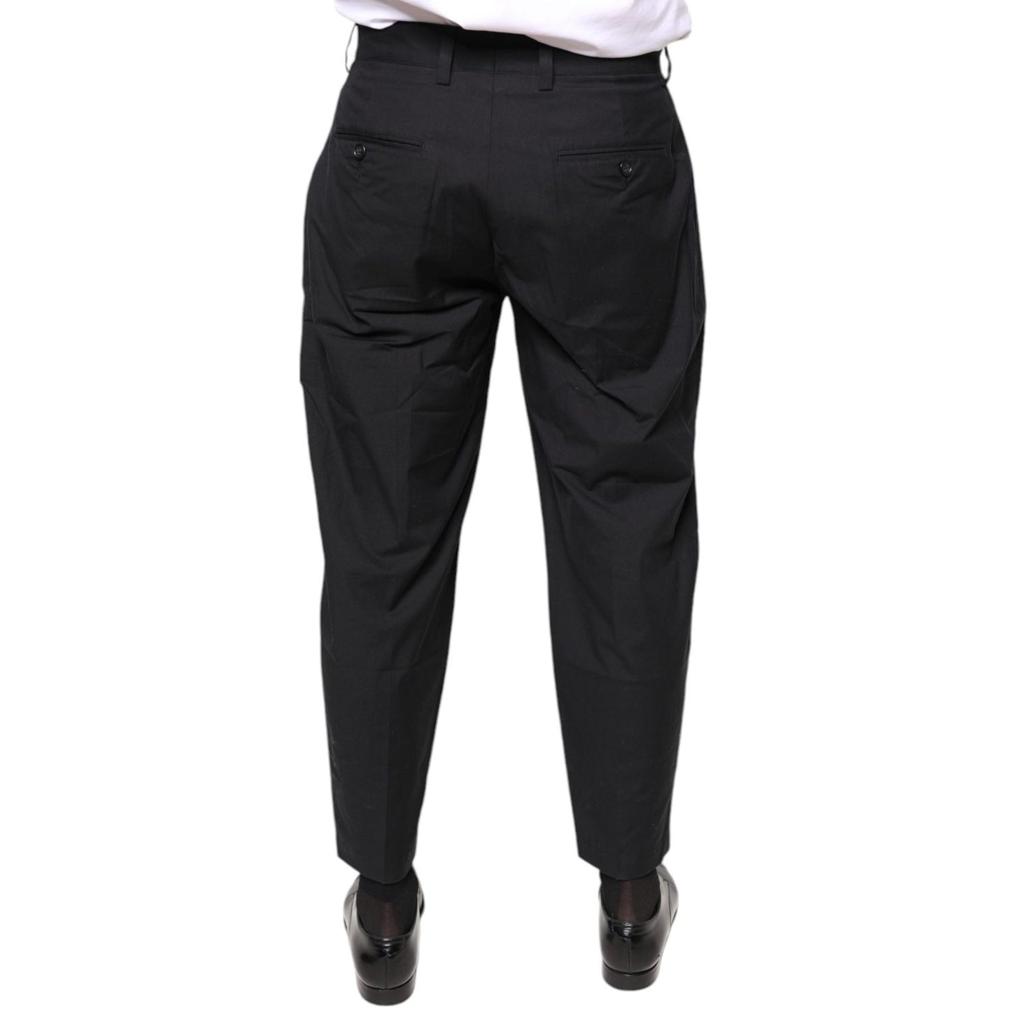 Dolce & Gabbana Black Crown Cotton Dress Pants