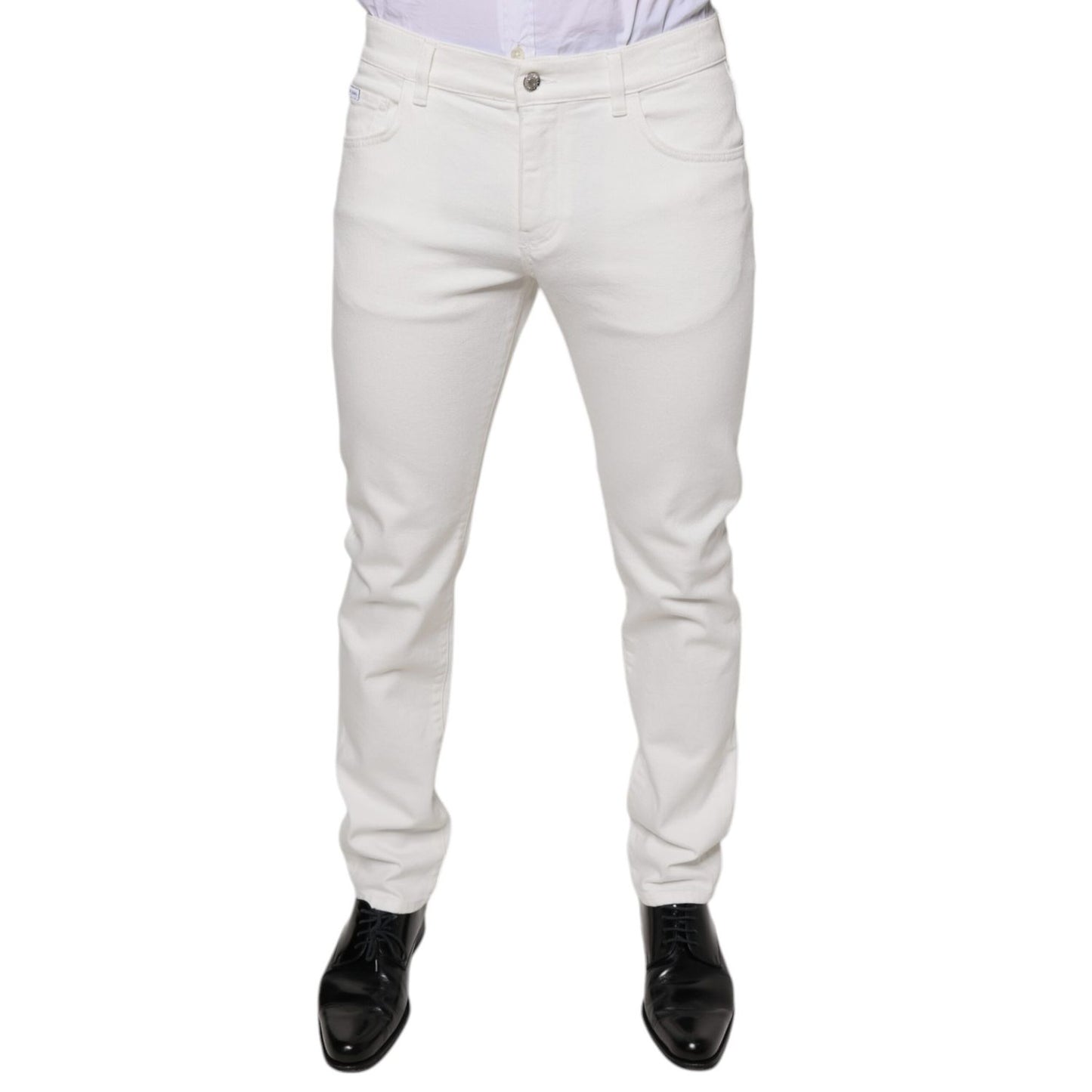 Dolce & Gabbana White Cotton Skinny Slim Men Denim Jeans