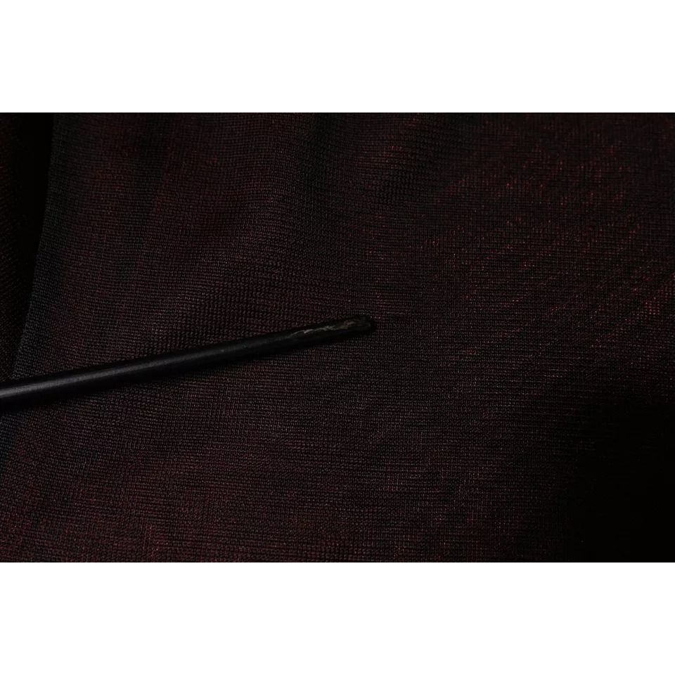 Dolce & Gabbana Maroon Polyester Crew Neck Pullover Sweater