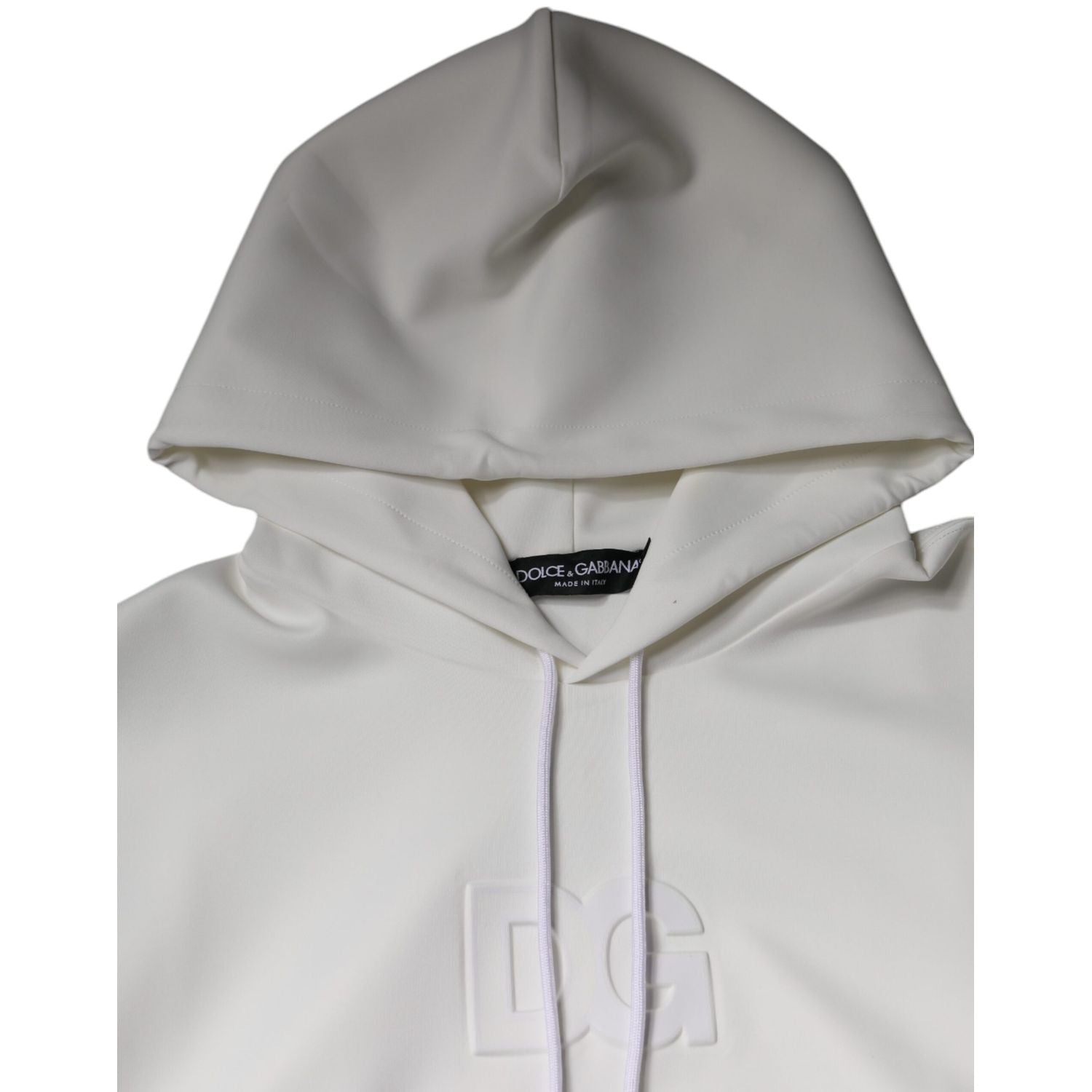 Dolce & Gabbana White DG Logo Hooded Men Sweatshirt Sweater