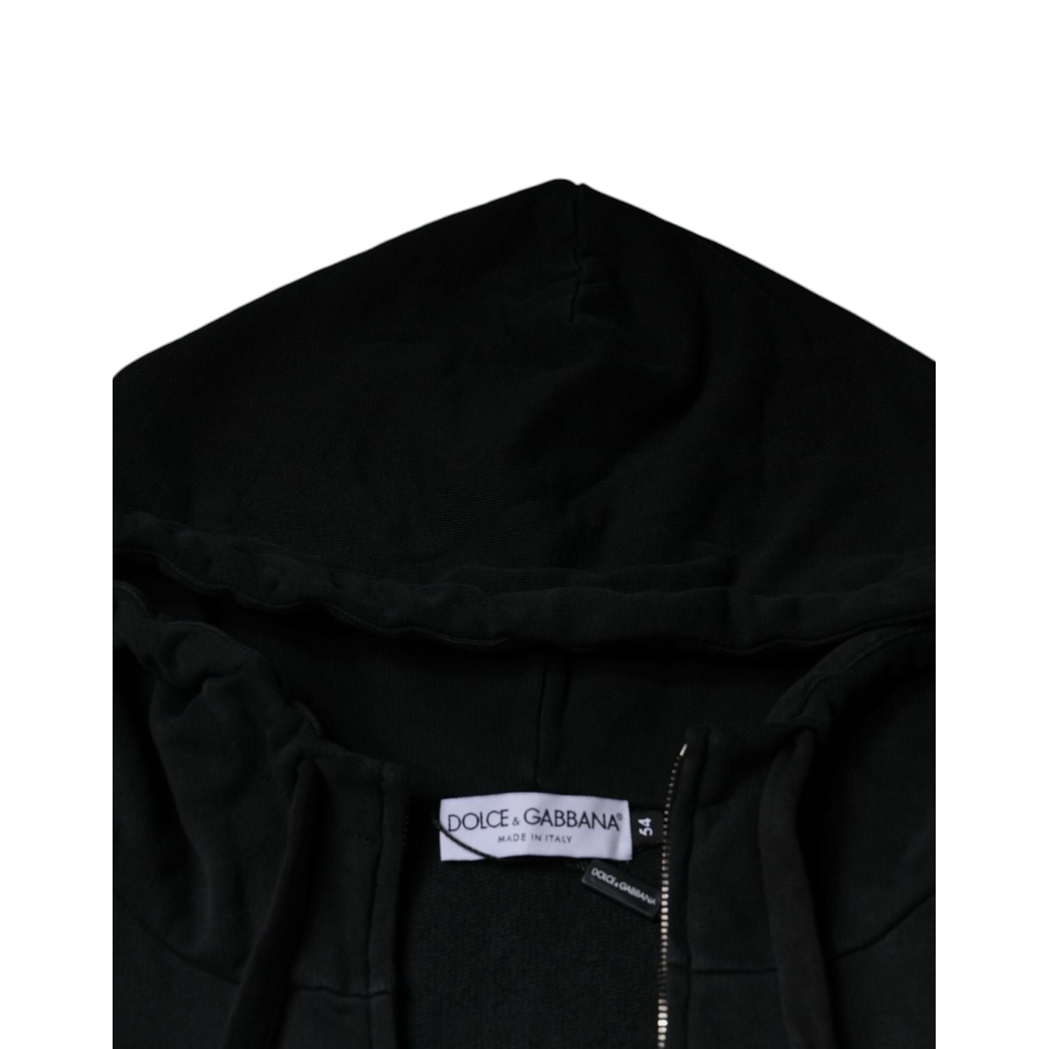 Dolce & Gabbana Black Logo Plaque Hooded Full Zip Sweater