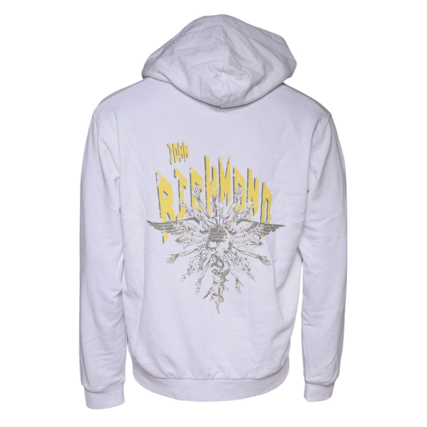 John Richmond White Logo Cotton Hooded Sweatshirt Sweater