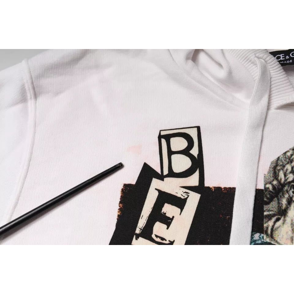 Dolce & Gabbana White Caesar Cotton Hooded Pullover Sweater