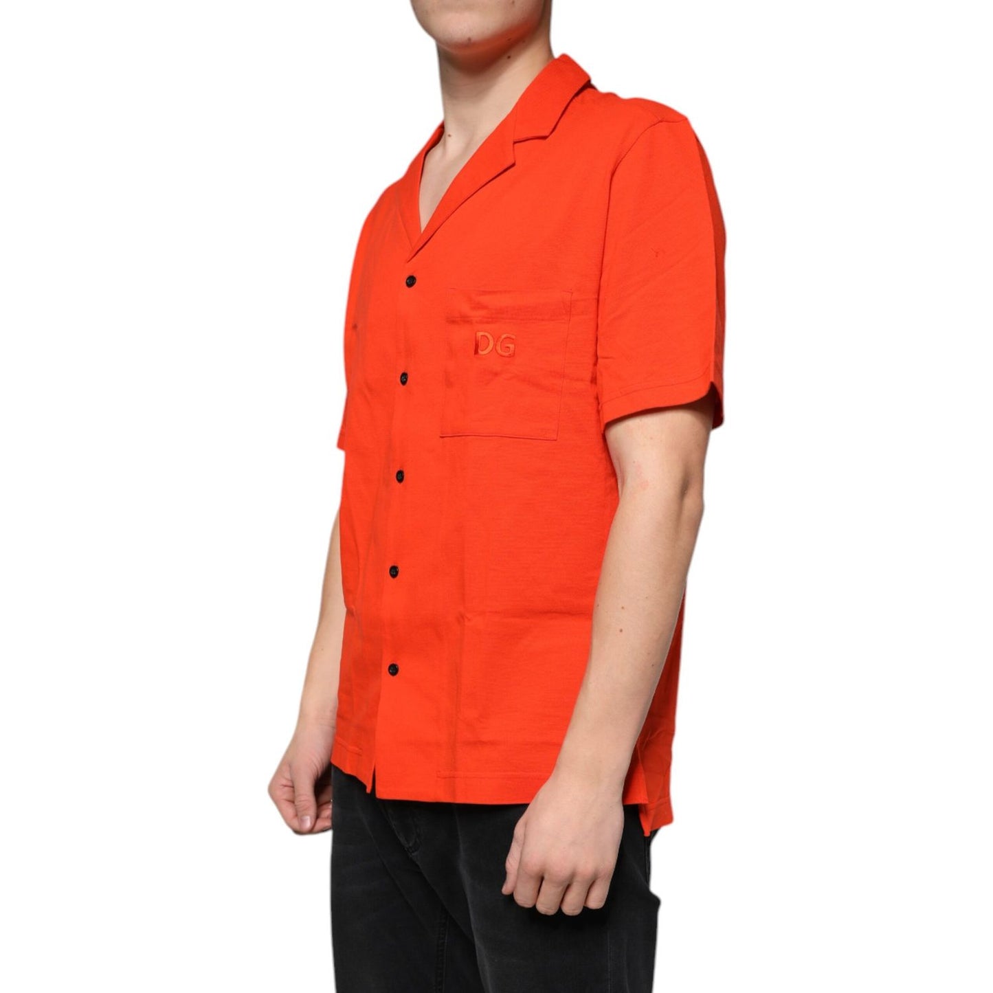 Dolce & Gabbana Orange Cotton Button Down Casual Polo Shirt