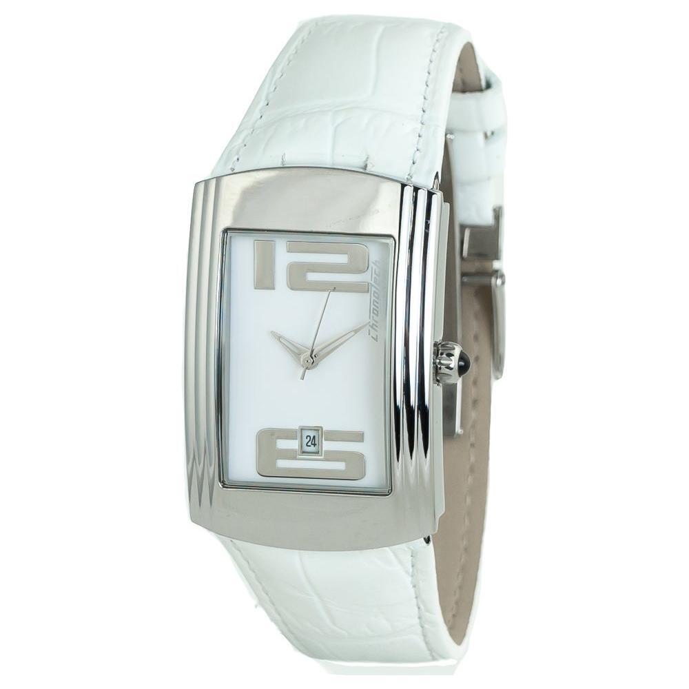 Chronotech White Leather Dress Watch
