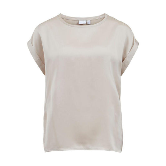 Vila Clothes Gold Cotton T-Shirt VI-6296900155-IT36|XXS