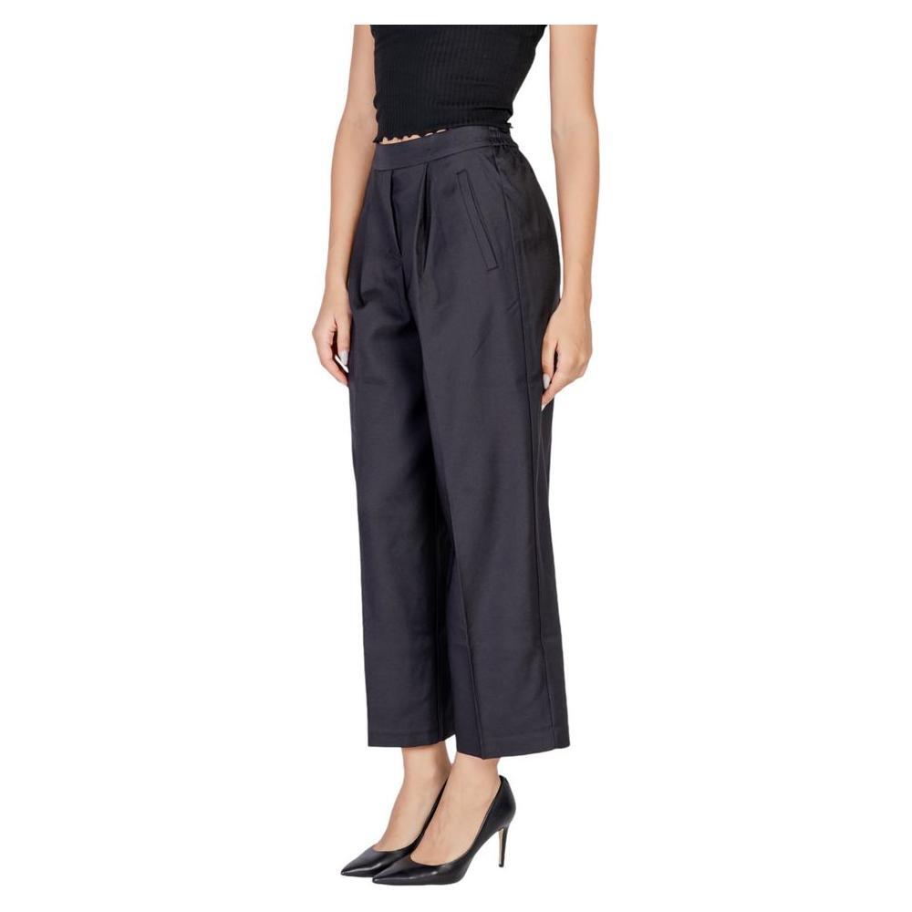 ICHI Black Polyester Casual Pants