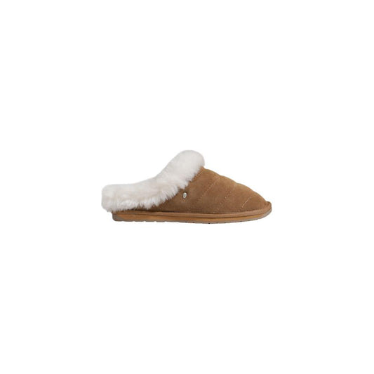 EMU Australia brown suede leather women's sandal with fluffy interior, part of Fall/Winter collection, perfect for cozy comfort.