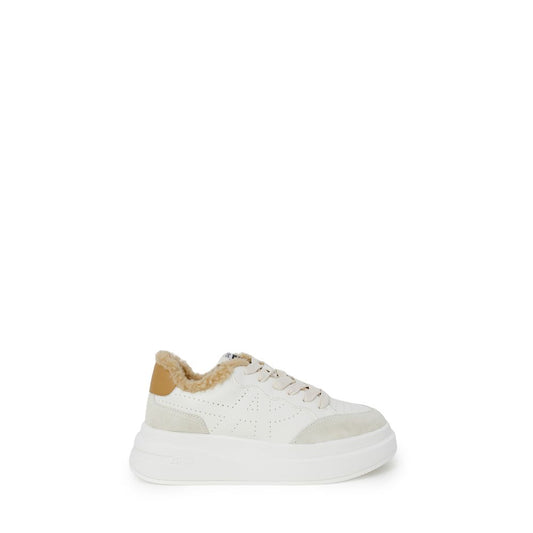 ASH Beige Leather Sneaker with Thick Sole and Synthetic Fur Lining, Perfect for Comfort and Style in Cold Seasons.