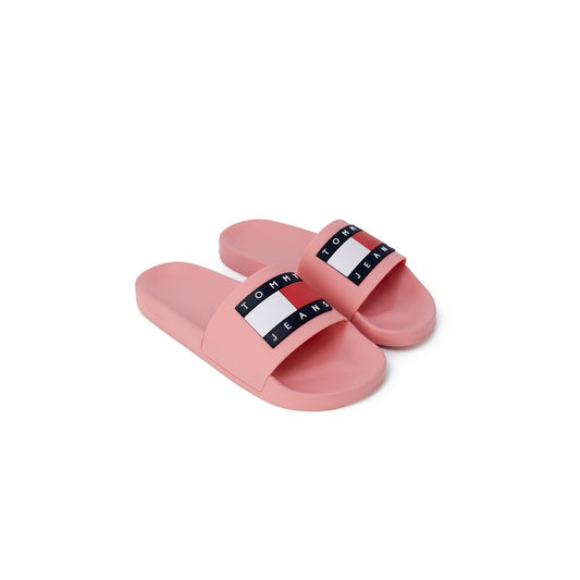 Tommy Hilfiger orange polyethylene sandals for women, spring/summer collection, 2cm heel, featuring branded band design.