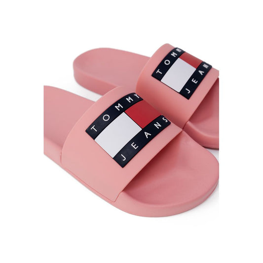 Tommy Hilfiger Orange Polyurethane Sandals with signature logo, women's spring/summer collection, 2 cm heel height.