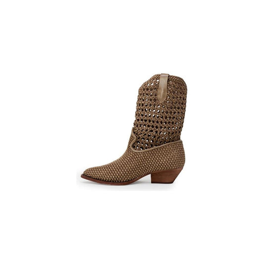ASH Beige Leather Boot for women, featuring 100% leather composition, perfect for spring/summer collection. Stylish and textured design.