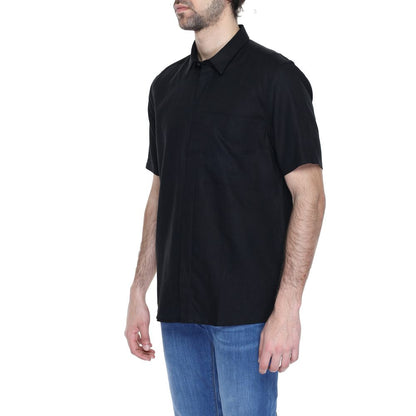 Antony Morato Black Linen Shortsleeve Shirt