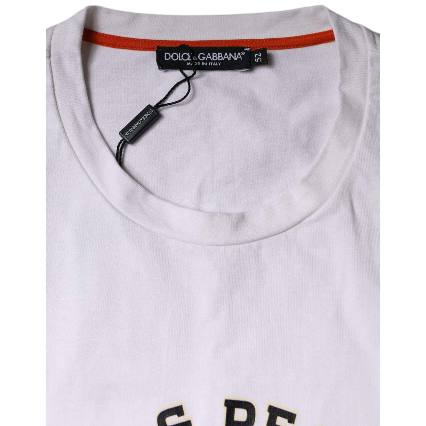 Dolce & Gabbana White Love & Peace Cotton Round Neck T-shirt