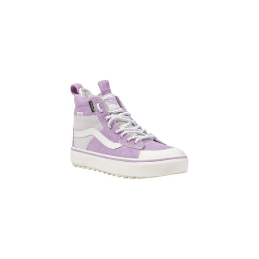 Vans Purple Leather Sneaker UA SK8-Hi MTE-2 with high-top design and white rubber sole for durability and ankle support.