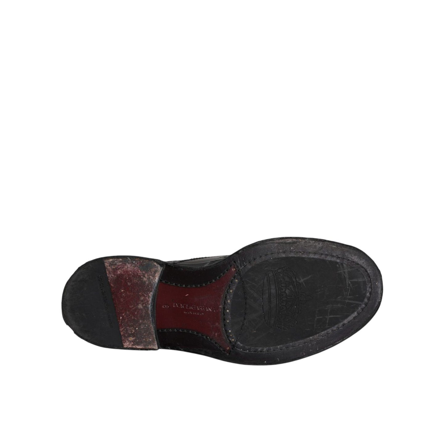 Dolce & Gabbana Black Leather Derby Wingtip Formal Shoes