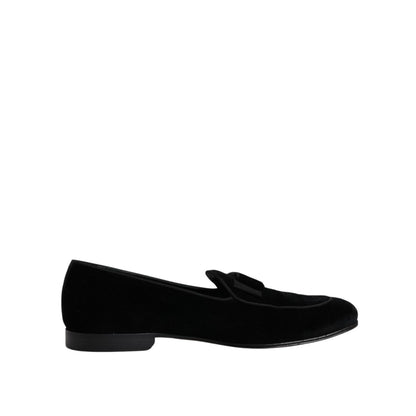 Dolce & Gabbana Black Velvet Loafers Formal Men Dress Shoes