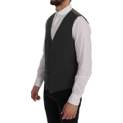 Dolce & Gabbana Gray STAFF Cotton Striped Vest