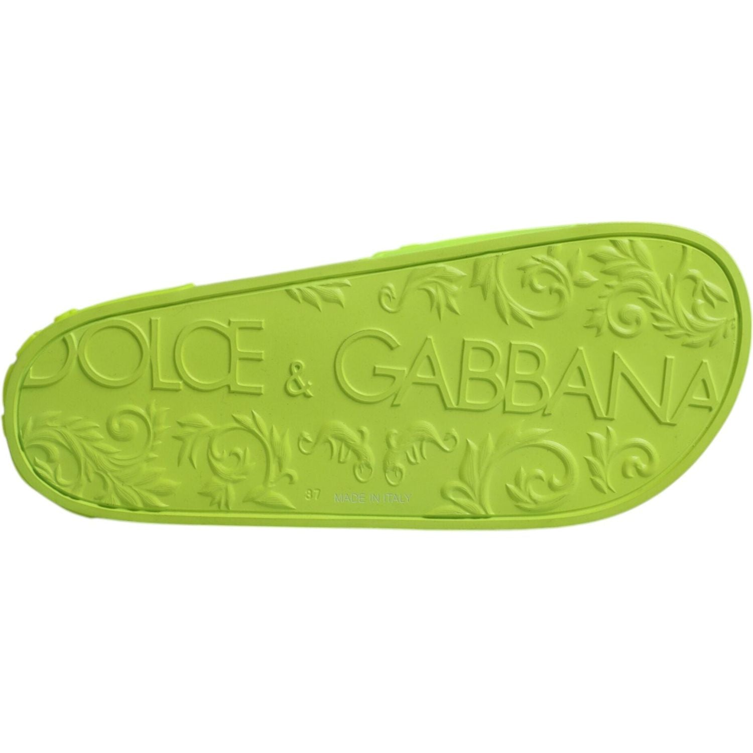 Dolce & Gabbana Green Rubber Slides Sandals Beachwear Shoes