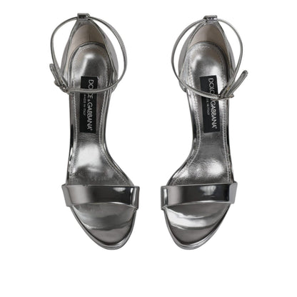 Dolce & Gabbana Silver KEIRA Heels Ankle Strap Sandals Shoes