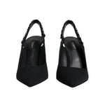 Dolce & Gabbana Black Embellished Charmeuse Slingback Shoes