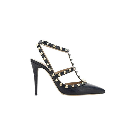 Valentino Garavani Leather Rockstud Pumps with Studded Ankle Strap and Stiletto Heel