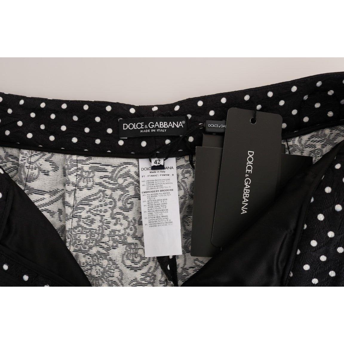 Dolce & Gabbana Black Polka Dot Sicily Crystal Pants Jeans & Pants