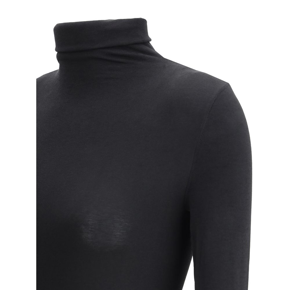 Wolford Black Polyamide Top featuring high neck and long sleeves for a sleek, elegant silhouette, perfect for elegant, comfortable style.