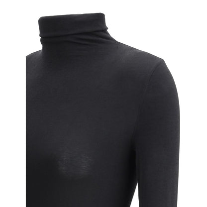 Wolford Black Polyamide Top featuring high neck and long sleeves for a sleek, elegant silhouette, perfect for elegant, comfortable style.